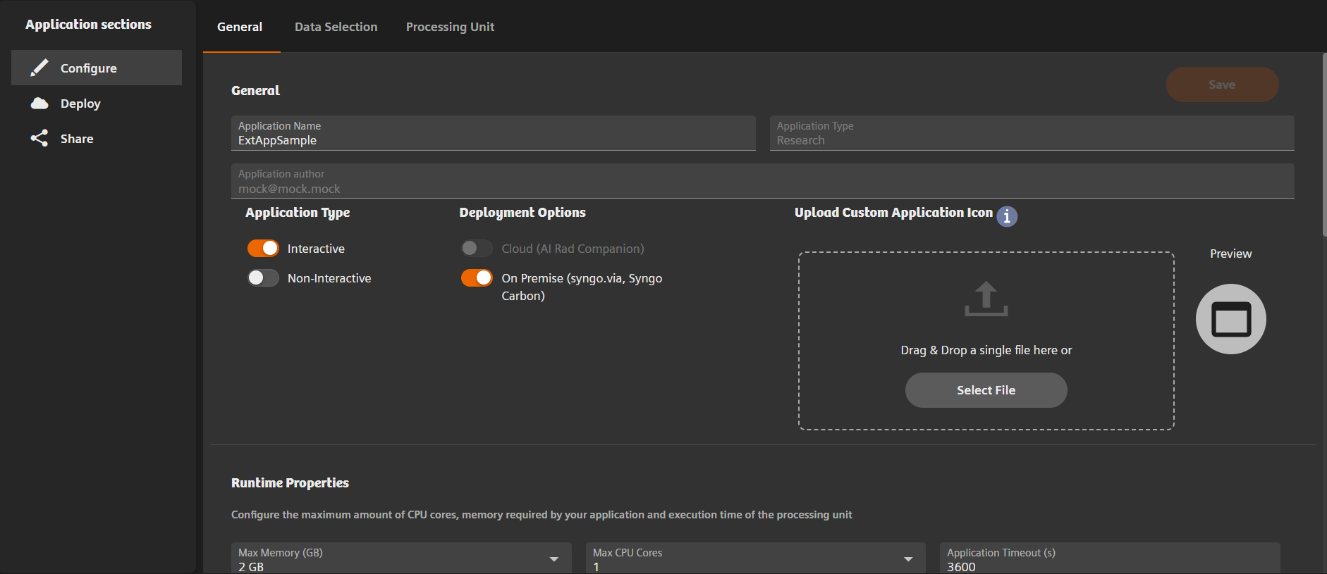 Configure new app